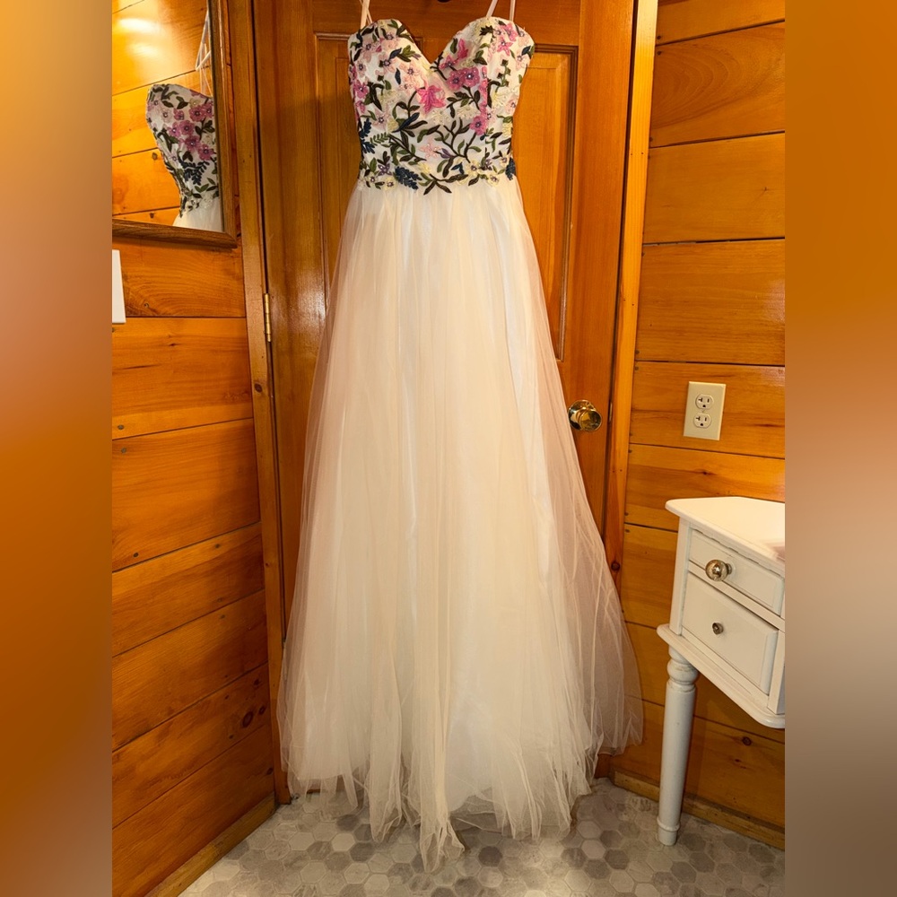 Floral Embroidered Prom Gown